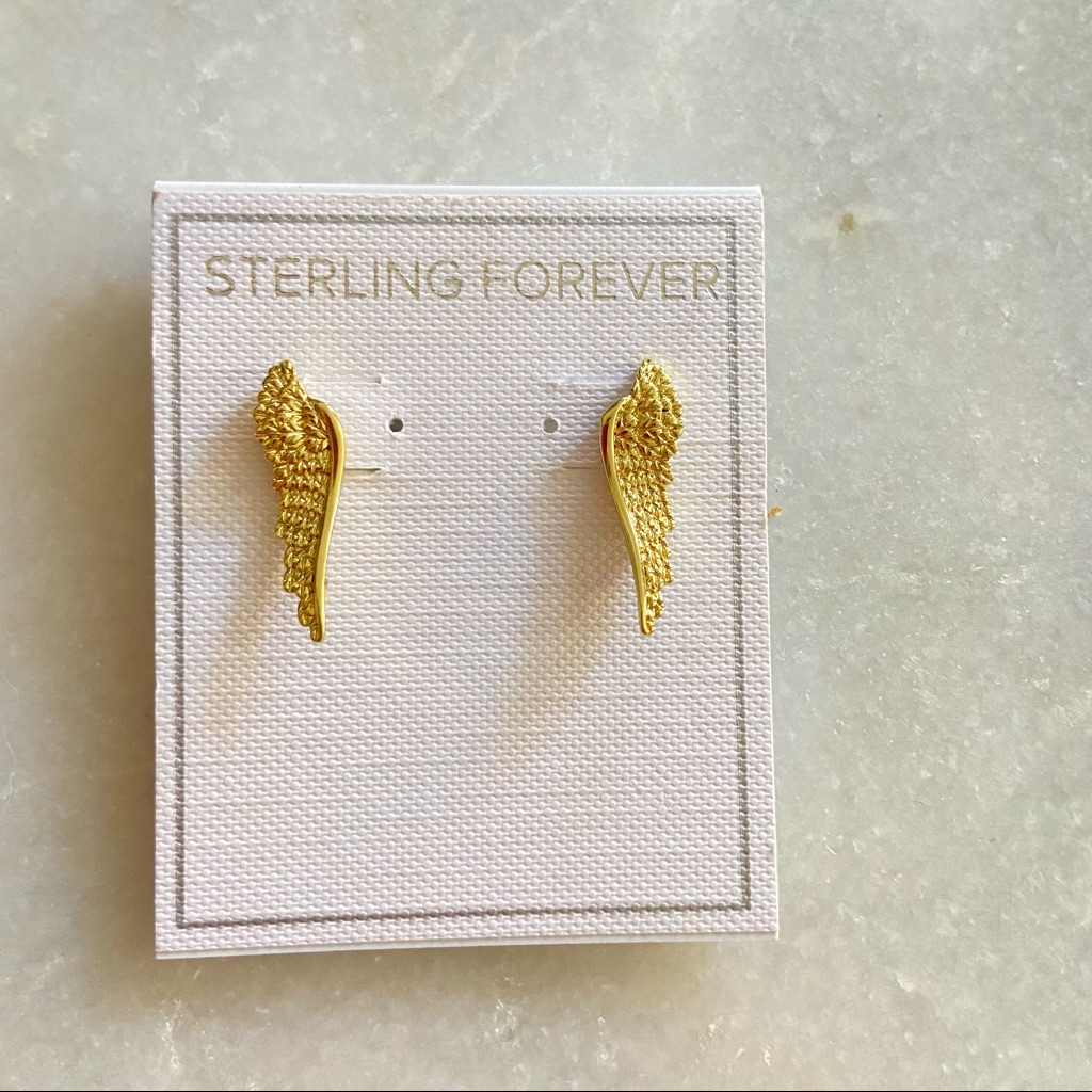 Sterling Forever Wings Shape Gold Tone Earrings 50$